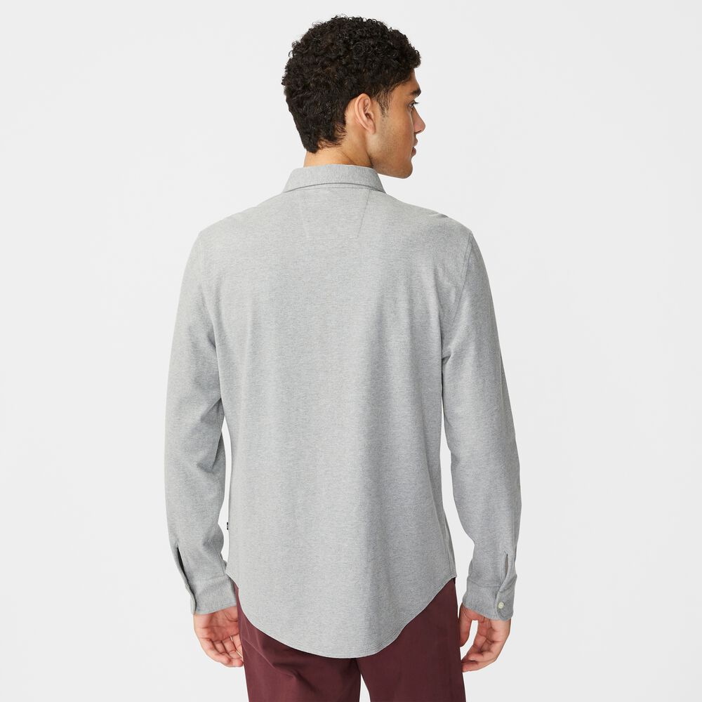 CLASSIC FIT SOLID SHIRT,Stone Grey Heather,large