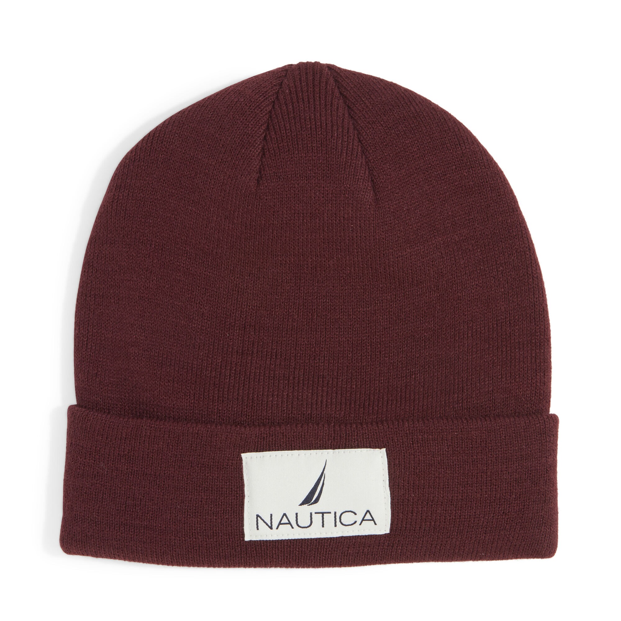 KNIT PATCH CUFF HAT,Rio Red,large