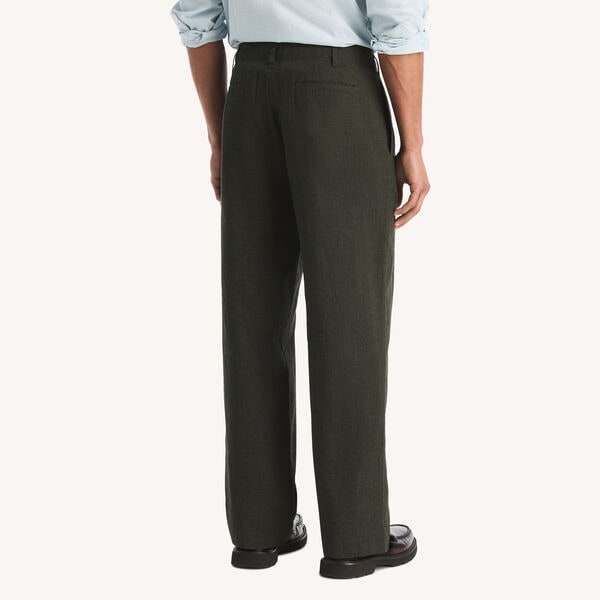 Plaid Pleated Linen Pant