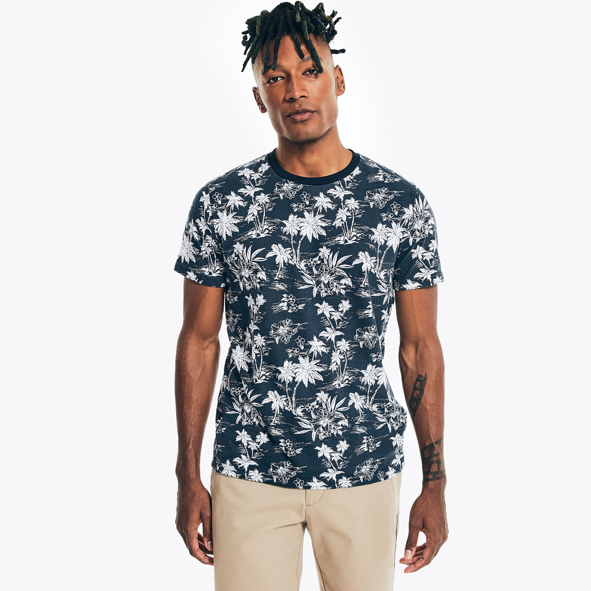 BIG & TALL SUSTAINABLY CRAFTED PRINTED T-SHIRT,Navy,large