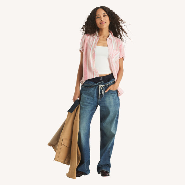 Striped Linen Camp Shirt