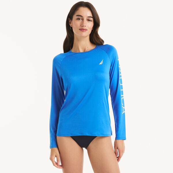 Logo Long-Sleeve Rash Guard Swim Shirt