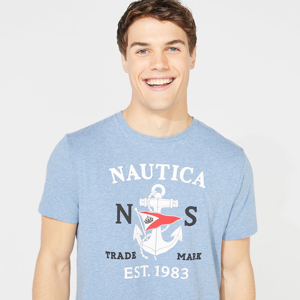 BIG & TALL ANCHOR GRAPHIC TEE,Anchor Blue Heather,large