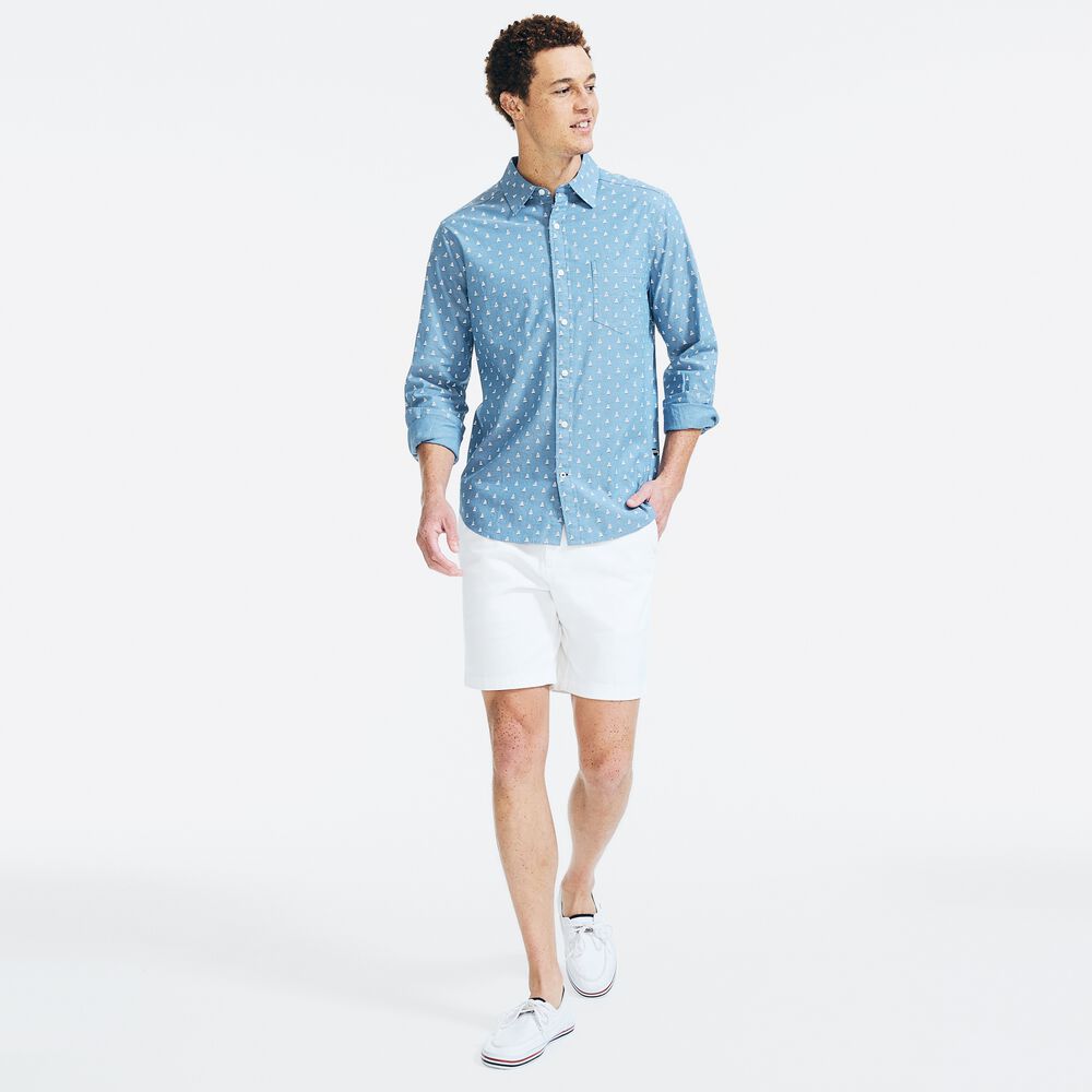SAILBOAT PRINT OXFORD SHIRT,Star Sapphire,large