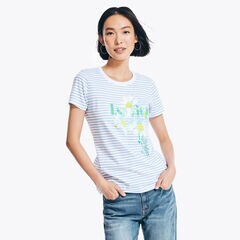 STRIPED PUFF GRAPHIC T-SHIRT,Bright White,large