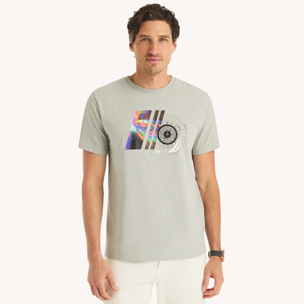 Rainbow Wave Graphic T-Shirt,Grey Heather,large