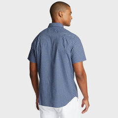 WRINKLE-RESISTANT PLAID SHORT SLEEVE CLASSIC FIT SHIRT,J Navy,large