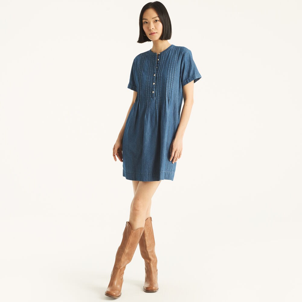 Chambray Pintuck Dress,Chambray,large