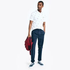 Classic Fit Printed Deck Polo,Bright White,large