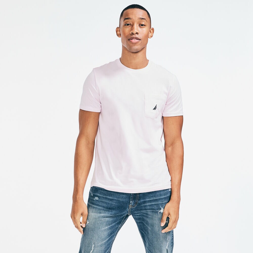 CREWNECK POCKET T-SHIRT,Cradle Pink,large