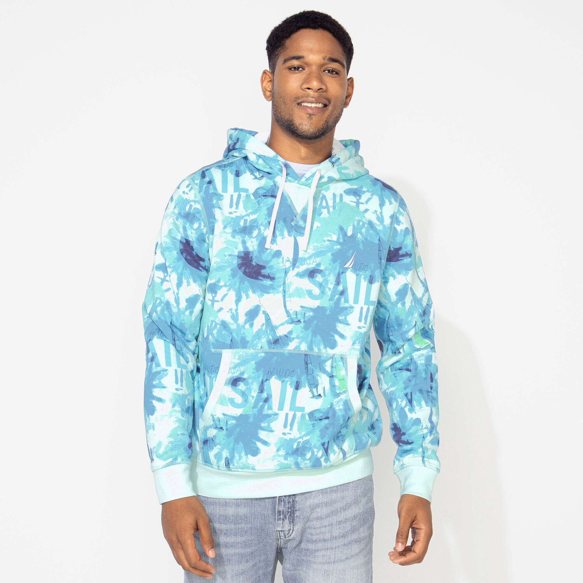 SAIL PRINT PULLOVER HOODIE,Aquabreeze,large