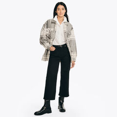 Plaid Shacket,Grey Heather,large