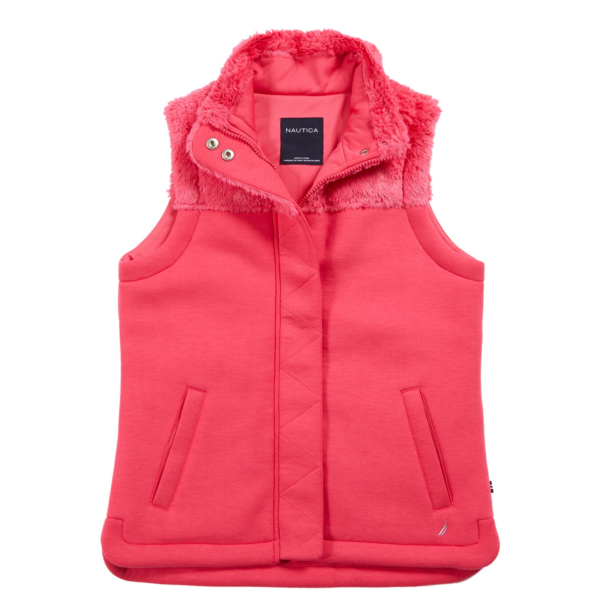 Girls' Faux Fur Vest (7-16),Fancytail Fuschia,large