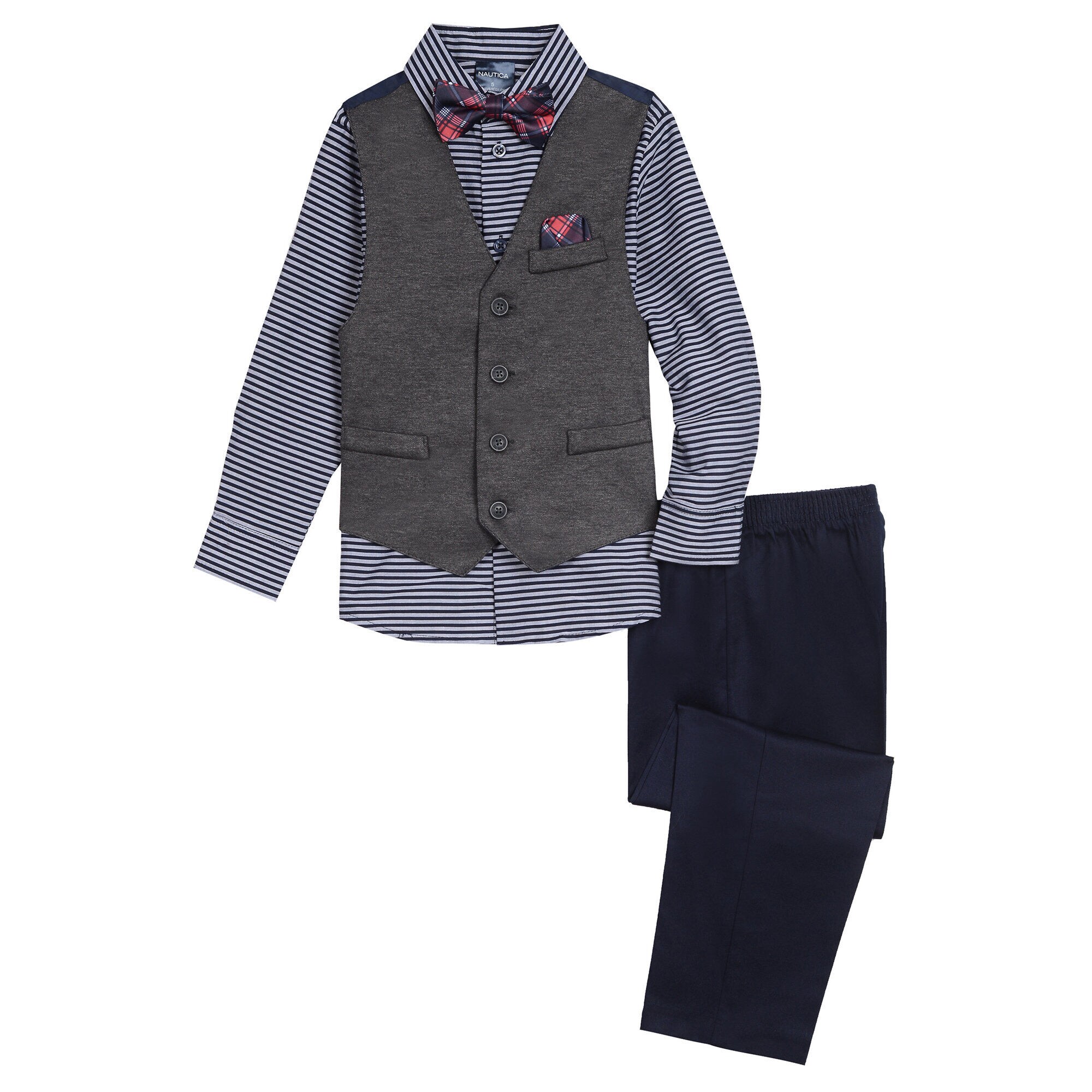 Toddler Boys' Stretch Horizontal Stripe Vest Set (2T-4T),Little Boy Blue,large