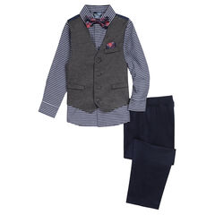 Toddler Boys' Stretch Horizontal Stripe Vest Set (2T-4T),Little Boy Blue,large