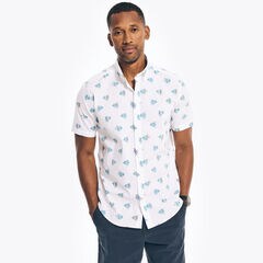 FISH PRINT SHORT-SLEEVE SHIRT,Bright White,large