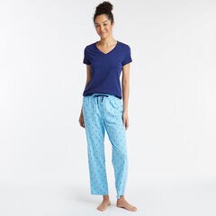 SHORT SLEEVE PAJAMA SET IN DIAMOND DOT PRINT,Federal Blue,large