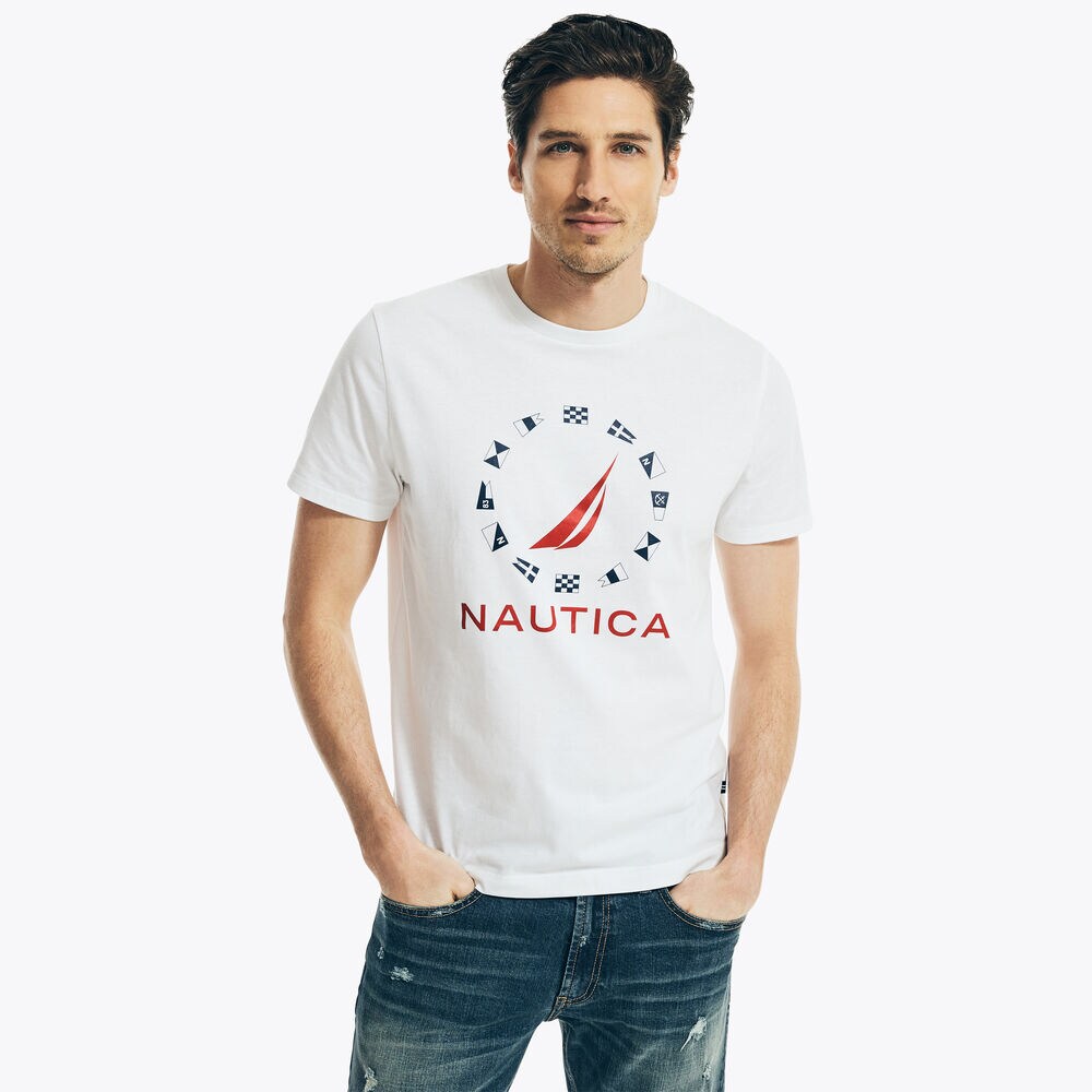SUSTAINABLY CRAFTED FLAG GRAPHIC T-SHIRT,Bright White,large