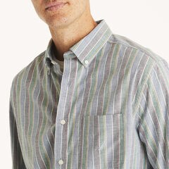Striped Oxford Shirt,Navy,large