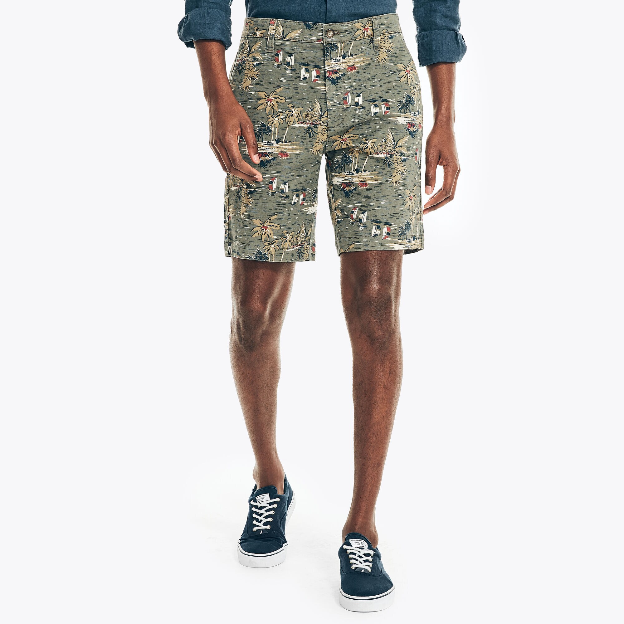 8.5" ISLAND PRINT SHORT,Hillside Olive,large