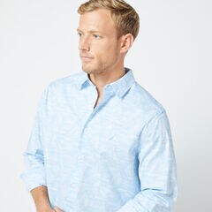 CLASSIC FIT LONG SLEEVE TONAL BOAT PRINT SHIRT,Varsity Blue Wash,large