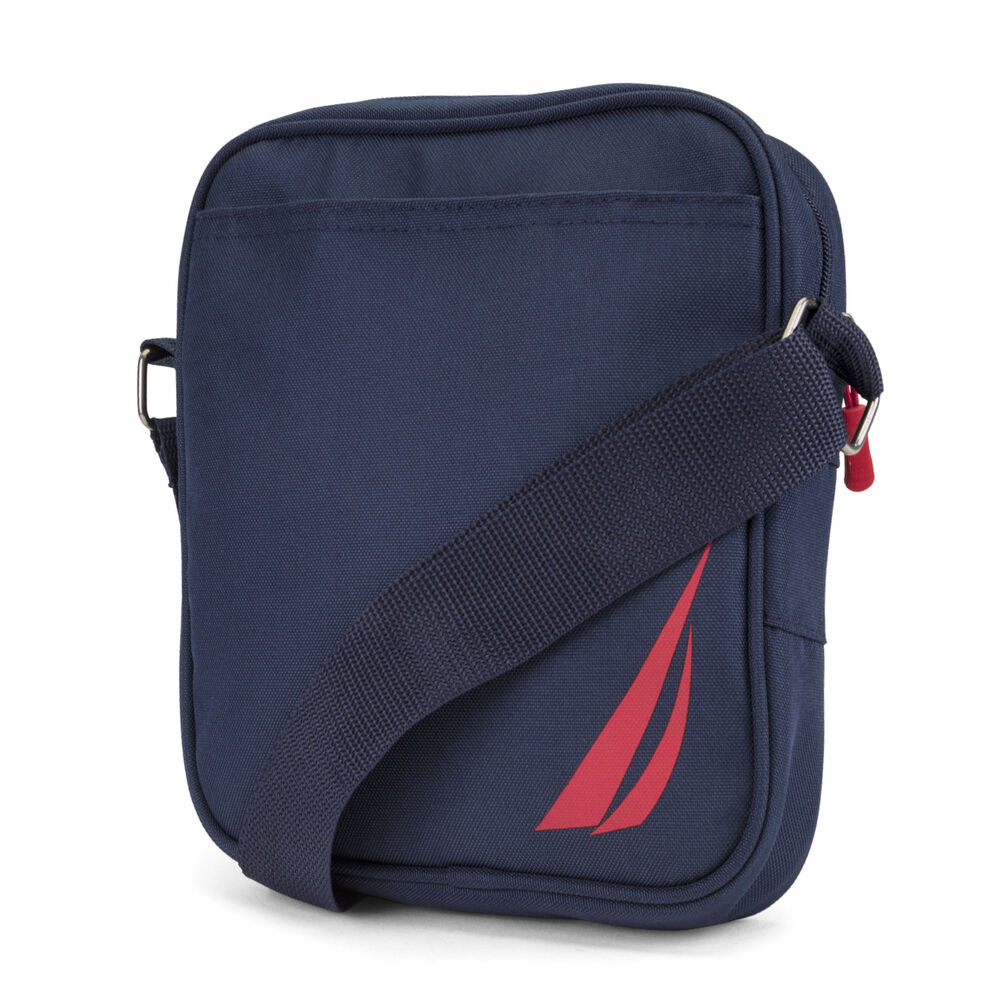 Racer Logo Crossbody Bag in Navy Blue,Navy,large