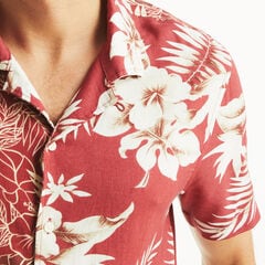 Printed Short-Sleeve Camp Shirt,Melonberry,large