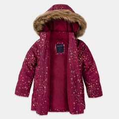 LITTLE GIRLS' FOIL PRINT FAUX-FUR HOOD PUFFER (4-7),Parfait Pink,large