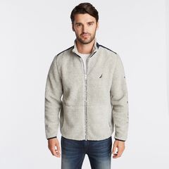 MIXED MEDIA SHERPA JACKET,Grey Heather,large