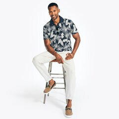 SUSTAINABLY CRAFTED RELAXED FIT PRINTED POLO,Navy,large
