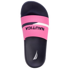 GIRLS' LOGO SLIDE SANDAL,Tugboat Red,large