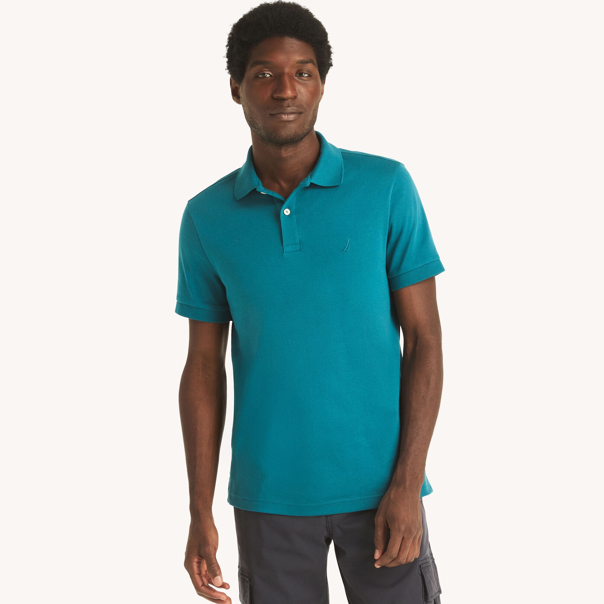 Slim Fit Interlock Deck Polo,Capri Blue,large