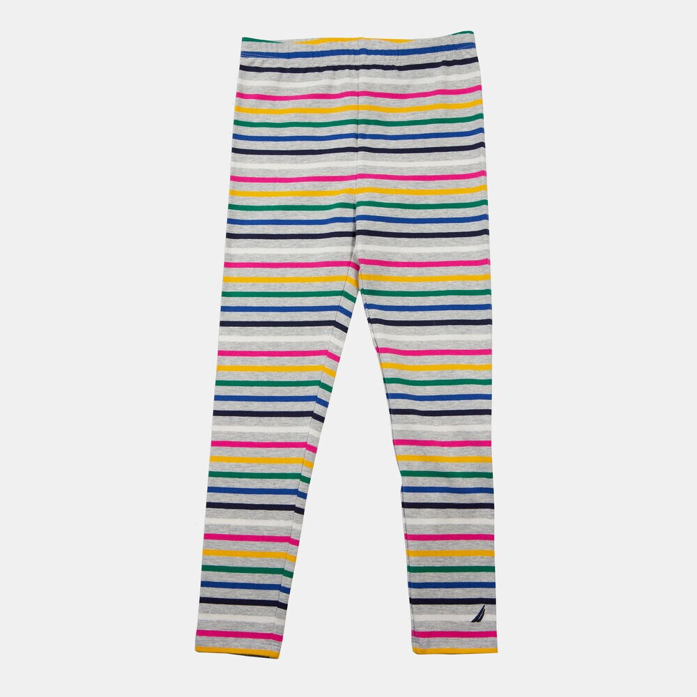 GIRLS' MULTICOLOR STRIPE LEGGING (8-20),Grey Heather,large