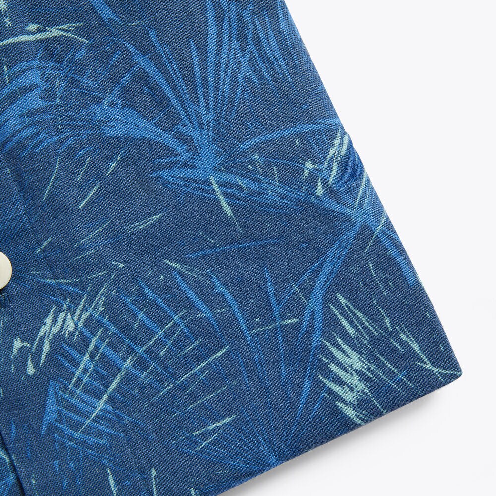 CLASSIC FIT PALM PRINT LINEN SHIRT,Lapis Blue,large