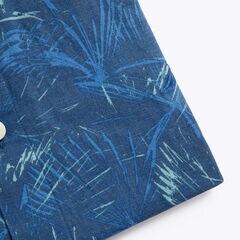 CLASSIC FIT PALM PRINT LINEN SHIRT,Lapis Blue,large