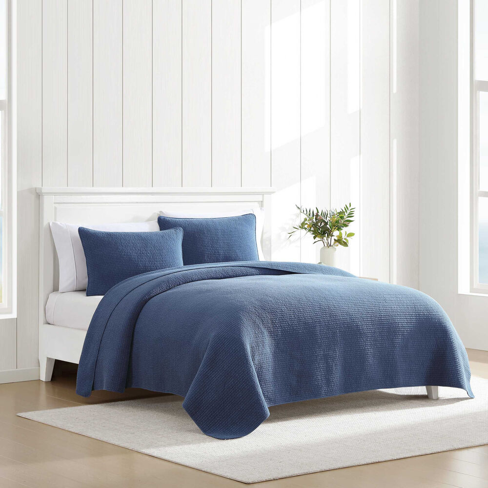Seashore Stitch Navy Full/Queen Quilt-Sham Set,Deep Dive Wash,large