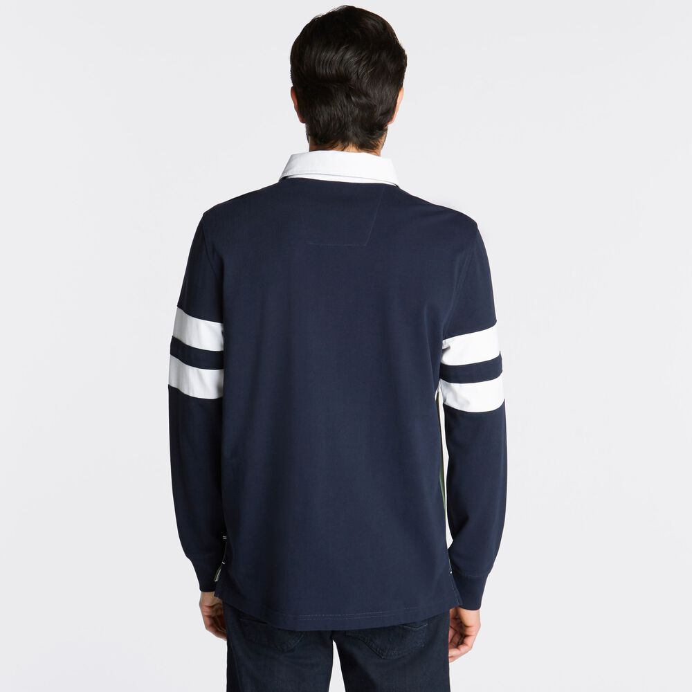 BIG & TALL COLORBLOCK RUGBY POLO SHIRT,Navy,large