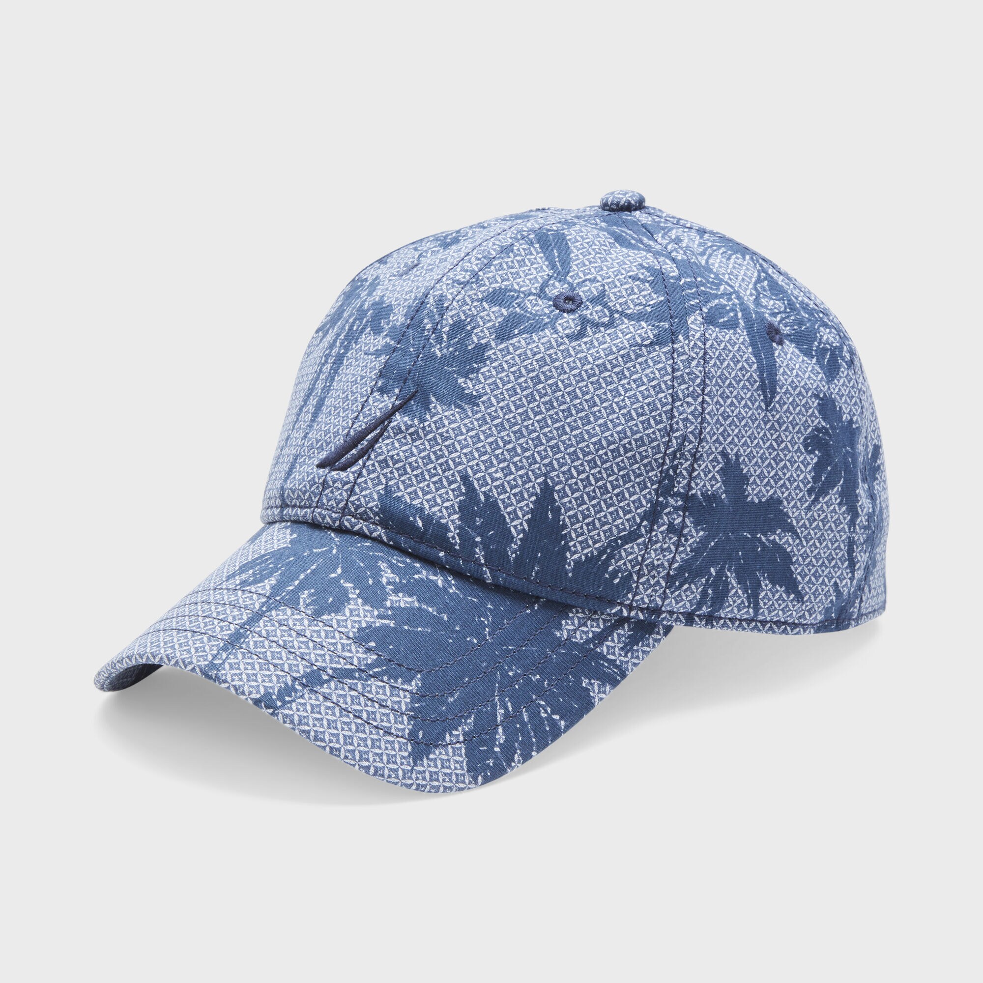 PALM TREE AND FLORAL PRINT CAP,Lapis Blue,large