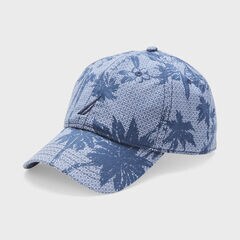 PALM TREE AND FLORAL PRINT CAP,Lapis Blue,large