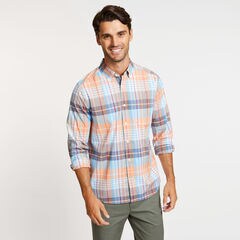 Big & Tall Long Sleeve Plaid Classic Fit Shirt,Orange2,large