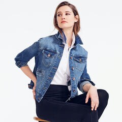 NAUTICA JEANS CO. TRUE FLEX UTILITY DENIM JACKET,Classic Hookline Wash,large