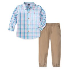 TODDLER BOYS' PLAID WOVEN PANT 2PC SET (2T-4T),Starlight Blue,large