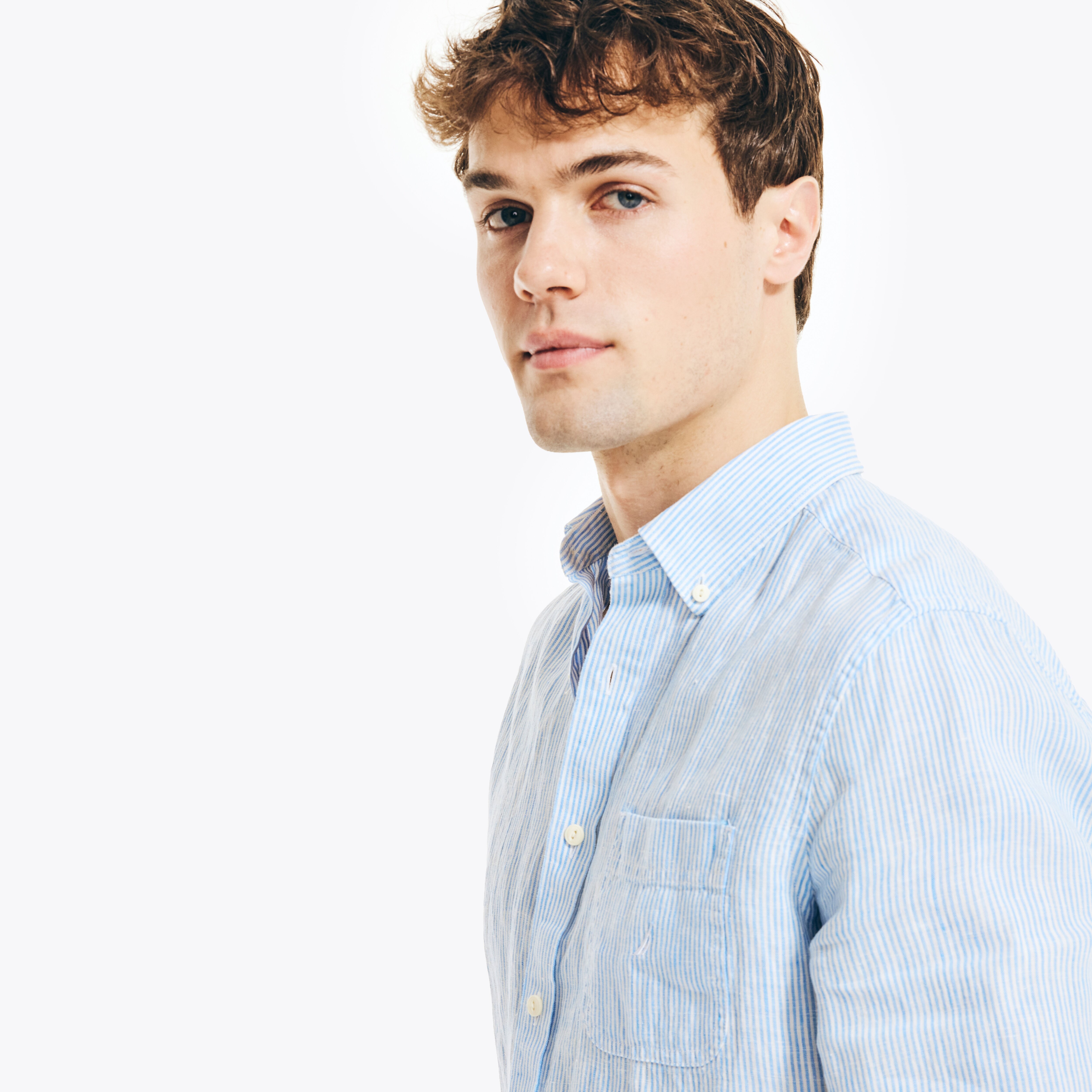 CLASSIC FIT STRIPED LINEN SHIRT | Nautica