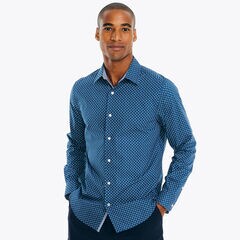 Navtech Trim Fit Printed Shirt,Estate Blue,large