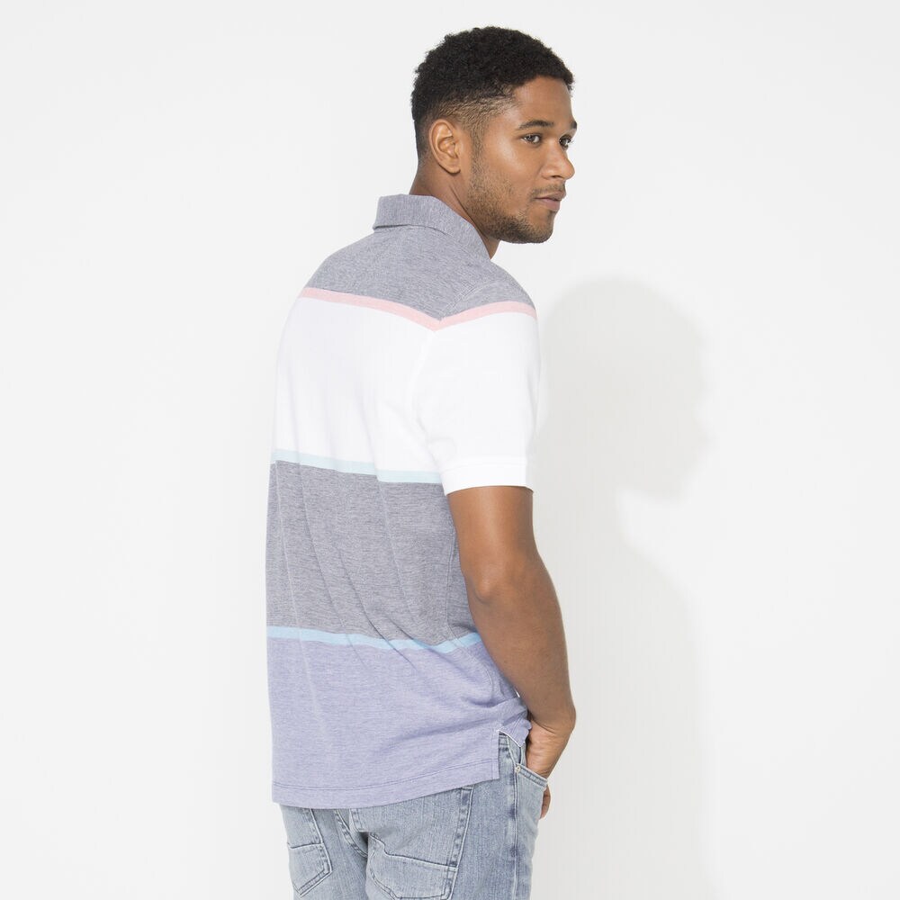 CLASSIC FIT COLORBLOCK STRIPE POLO,Navy,large