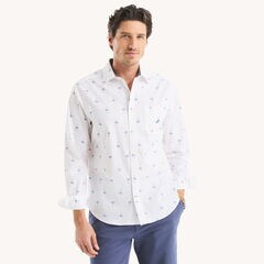 Printed Oxford Shirt,Sail White,large