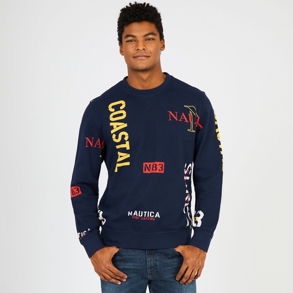 Logo Crewneck Sweatshirt,Navy,large
