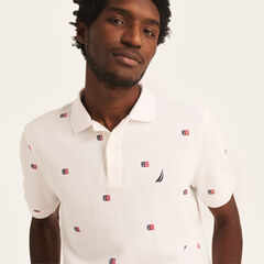 Sustainably Crafted Classic Fit Printed Polo,Bright White,large