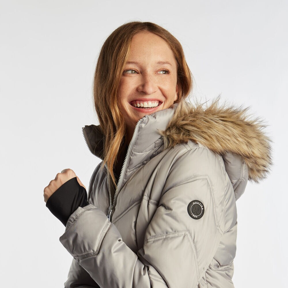 QUILTED PUFFER COAT,Haze Grey Heather,large