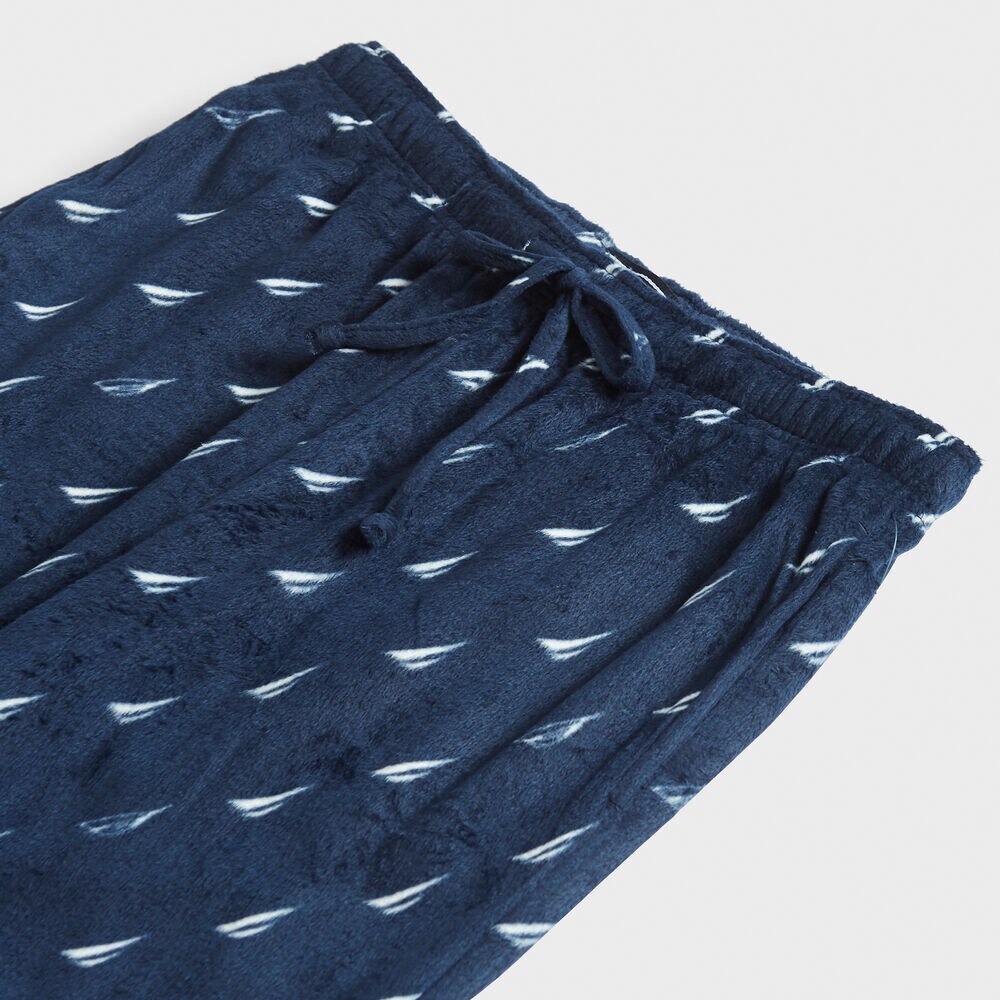 BRAND ICON PRINT SUEDED FLEECE SLEEP PANT,Peacoat,large